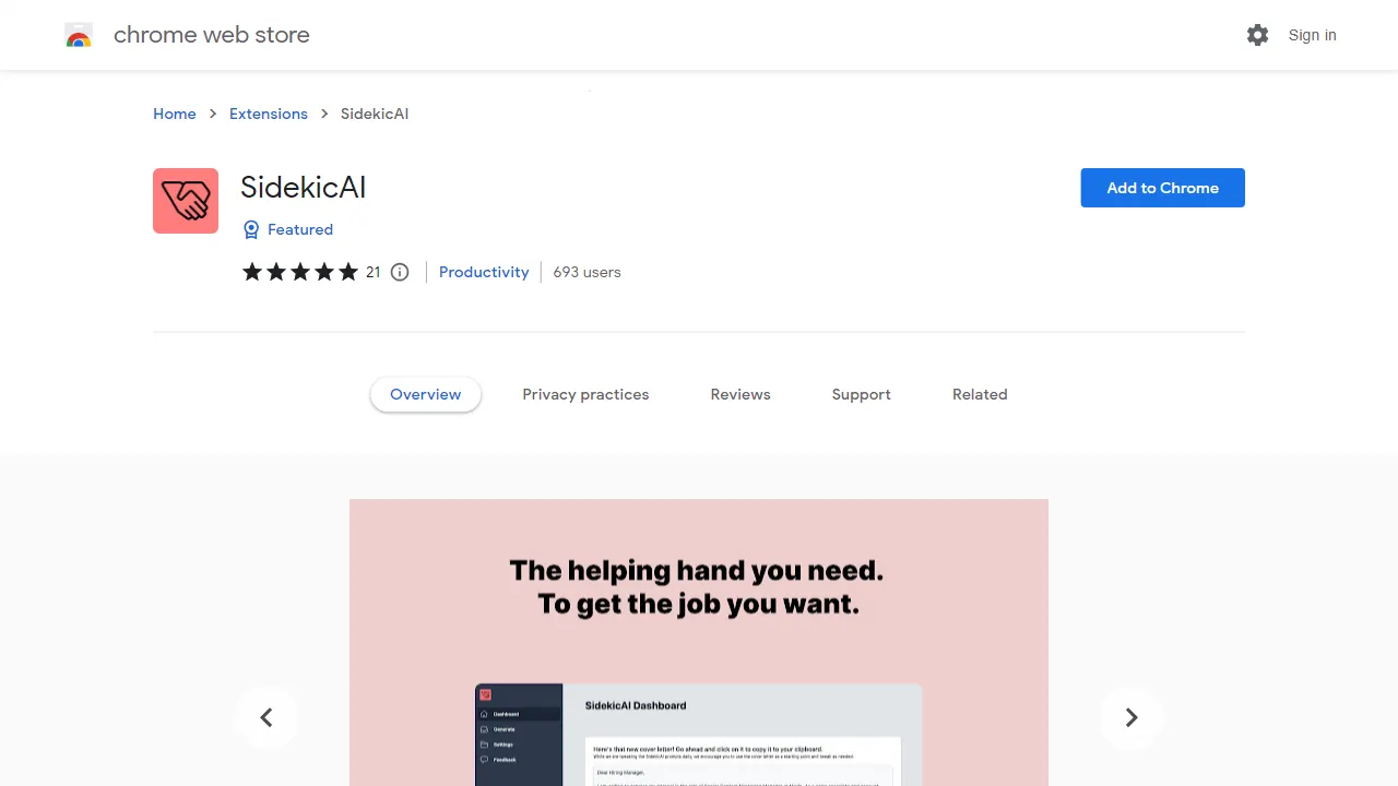 SidekicAI - Chrome Web Store | FutureHurry