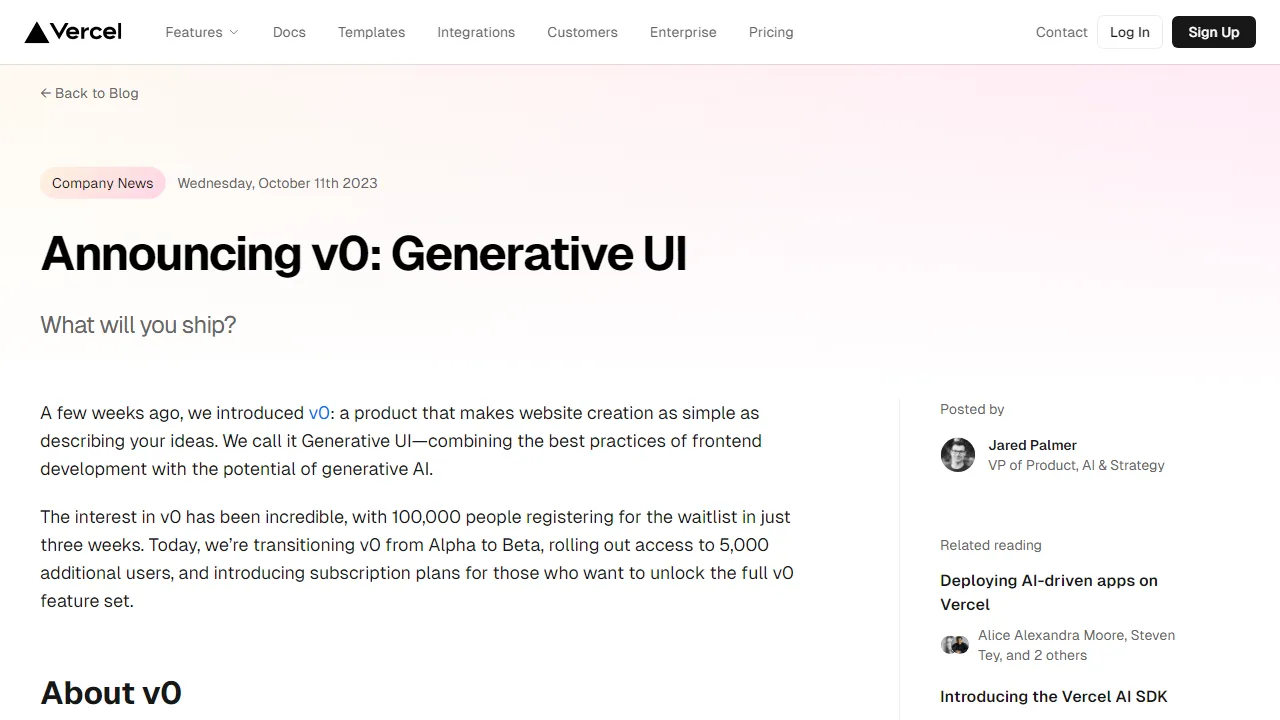 Announcing v0 | FutureHurry