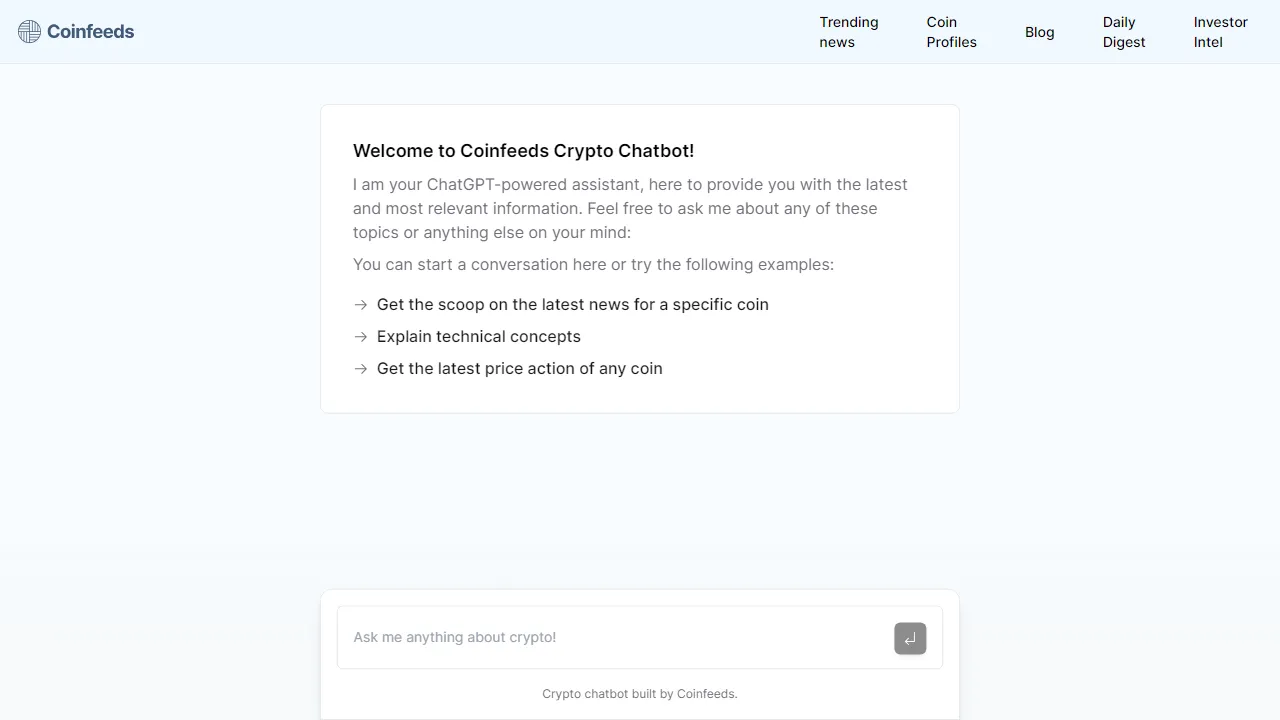 Coinfeeds Crypto Chatbot | FutureHurry